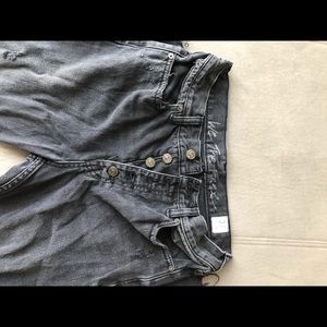 FREE PEOPLE JEAN - BLACK, RAW HEM, BUTTON FLY JEAN